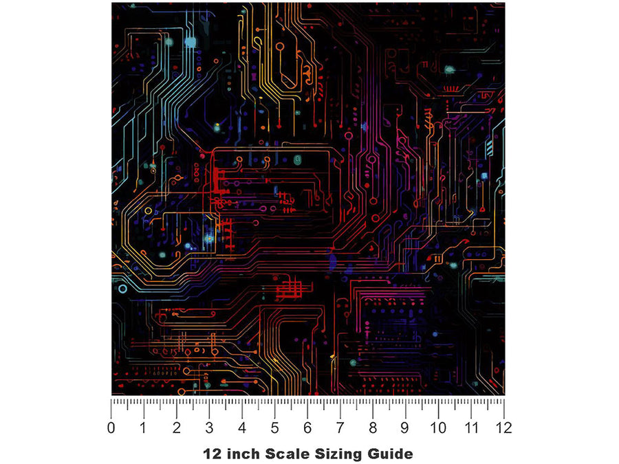 Neon Rainbow Technology Vinyl Film Pattern Size 12 inch Scale~Rwraps Neon Rainbow Technology Sizing Chart~3