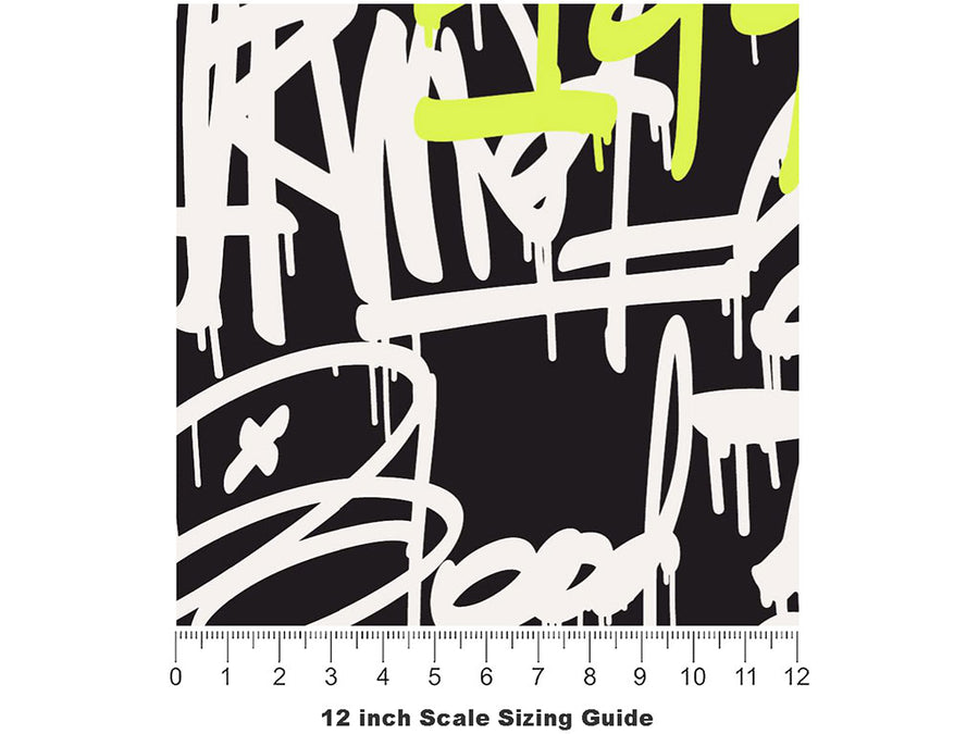 Neon Realness Graffiti Vinyl Film Pattern Size 12 inch Scale~Rwraps Neon Realness Graffiti Sizing Chart~3