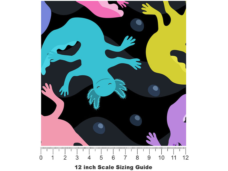 Neon Salamanders Marine Life Vinyl Film Pattern Size 12 inch Scale~Rwraps Neon Salamanders Marine Life Sizing Chart~2