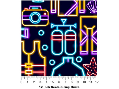 Neon Scuba Sport Vinyl Film Pattern Size 12 inch Scale~Rwraps Neon Scuba Sport Sizing Chart~2