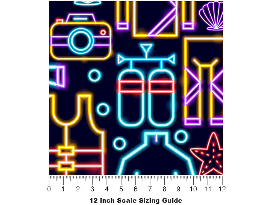 Neon Scuba Sport Vinyl Film Pattern Size 12 inch Scale~Rwraps Neon Scuba Sport Sizing Chart~2