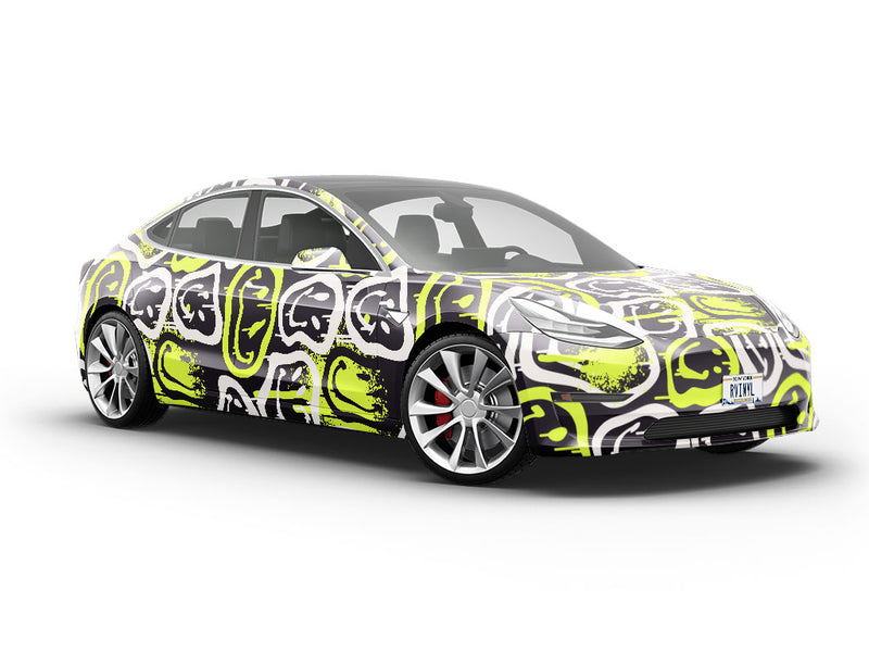 Neon Smiles Graffiti Vehicle Vinyl Wrap