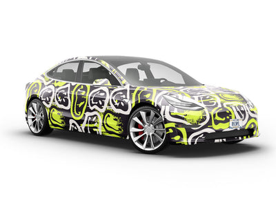 Neon Smiles Graffiti Vehicle Vinyl Wrap