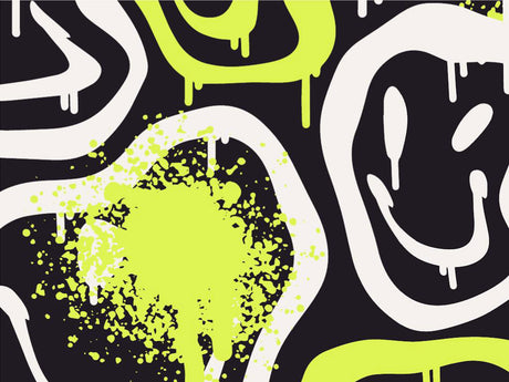 Neon Smiles Graffiti Vinyl Wrap Pattern~Rwraps Series 914 Digitally Printed Vinyl Wrap~0