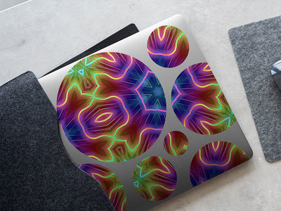 neon snowflake mandala DIY Laptop Stickers