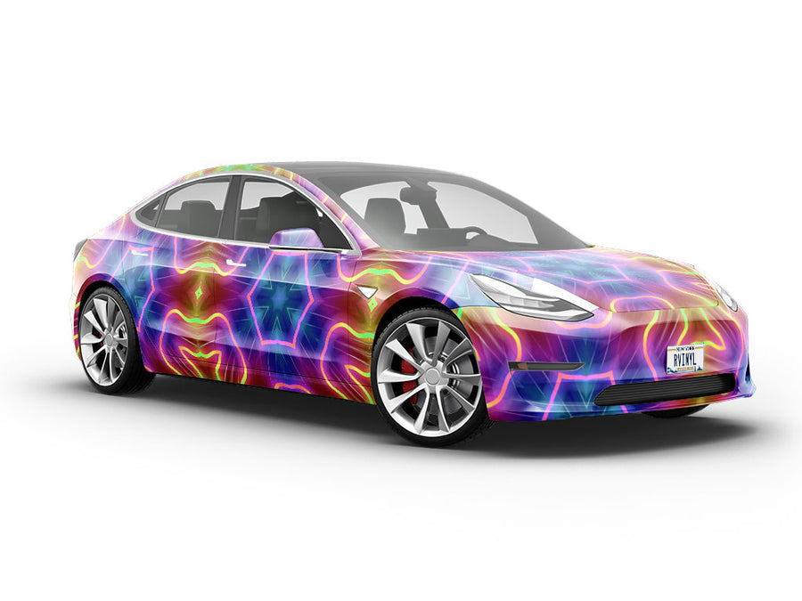 Neon Snowflake Mandala Vehicle Vinyl Wrap