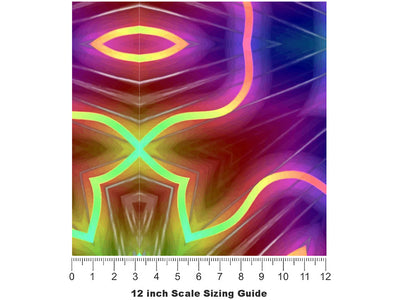 Neon Snowflake Mandala Vinyl Film Pattern Size 12 inch Scale~Rwraps Neon Snowflake Mandala Sizing Chart~2
