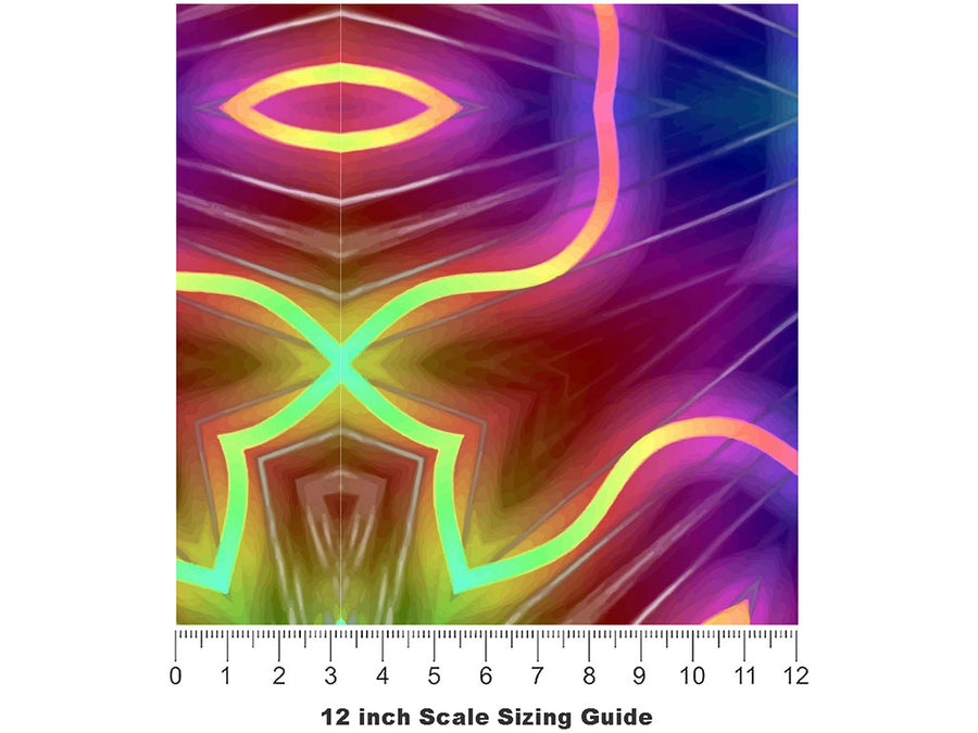 Neon Snowflake Mandala Vinyl Film Pattern Size 12 inch Scale~Rwraps Neon Snowflake Mandala Sizing Chart~2