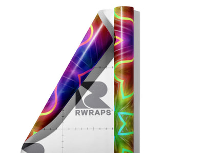 Neon Snowflake Mandala Wrap Film Sheets~Rwraps Series 914 Neon Snowflake Mandala Scrolled Sheet~3