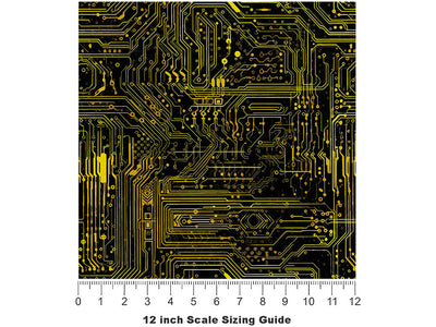 Neon Yellow Technology Vinyl Film Pattern Size 12 inch Scale~Rwraps Neon Yellow Technology Sizing Chart~3
