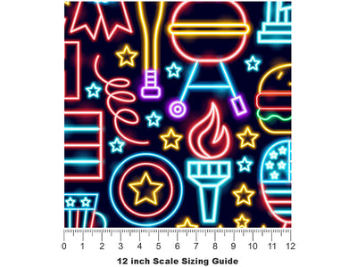 Neon York Americana Vinyl Film Pattern Size 12 inch Scale~Rwraps Neon York Americana Sizing Chart~3