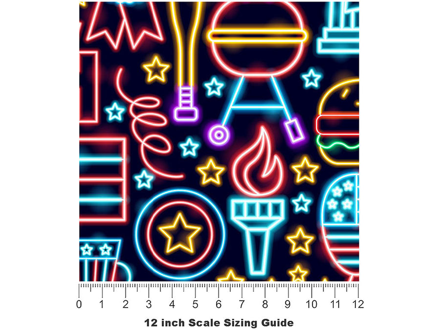 Neon York Americana Vinyl Film Pattern Size 12 inch Scale~Rwraps Neon York Americana Sizing Chart~3