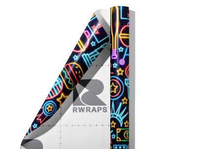 Neon York Americana Wrap Film Sheets~Rwraps Series 914 Neon York Americana Scrolled Sheet~4