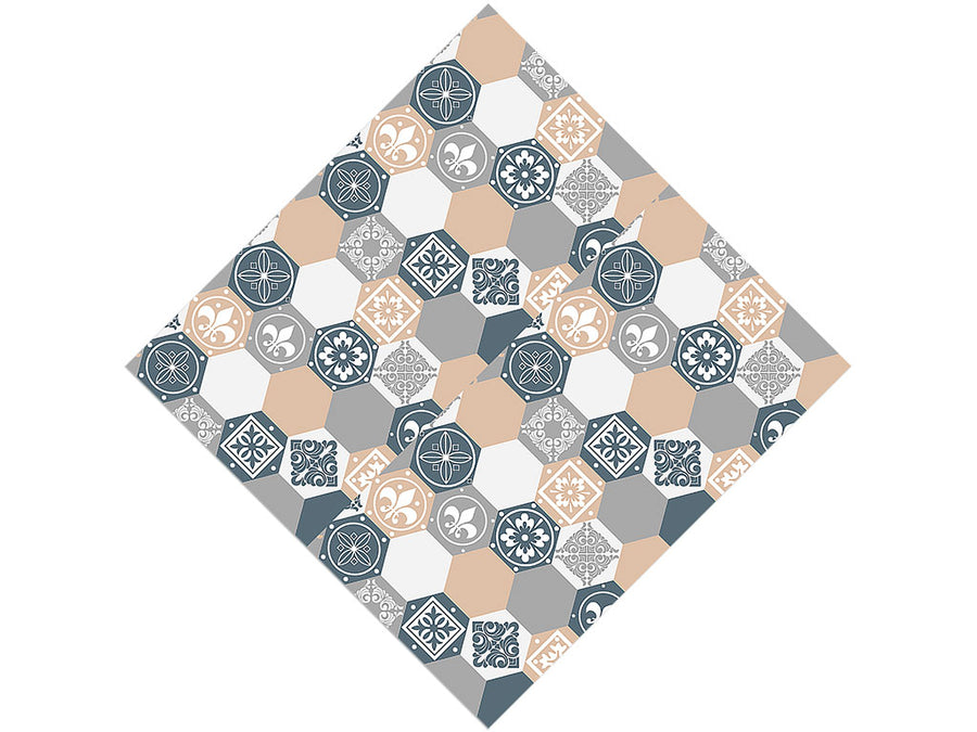 Neutral Hexagonal Tile Vinyl Wrap Pattern