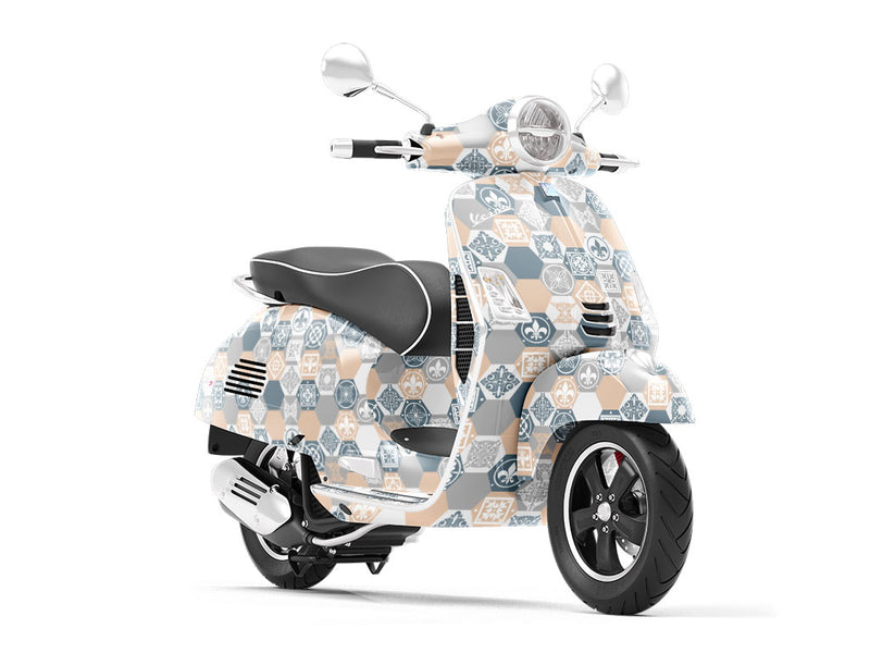 Neutral Hexagonal Tile Vespa Scooter Wrap Film