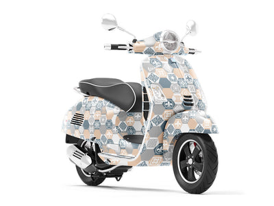 Neutral Hexagonal Tile Vespa Scooter Wrap Film