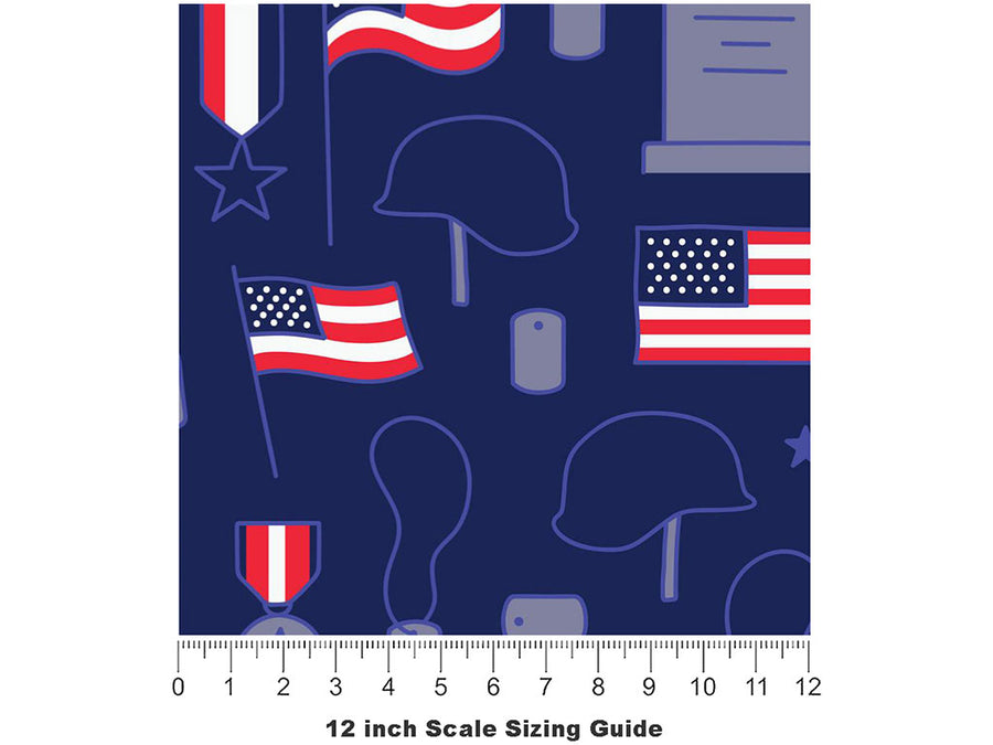Never Forgotten Americana Vinyl Film Pattern Size 12 inch Scale~Rwraps Never Forgotten Americana Sizing Chart~3