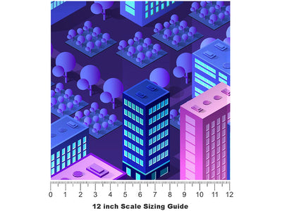 Night Air Cityscape Vinyl Film Pattern Size 12 inch Scale~Rwraps Night Air Cityscape Sizing Chart~3