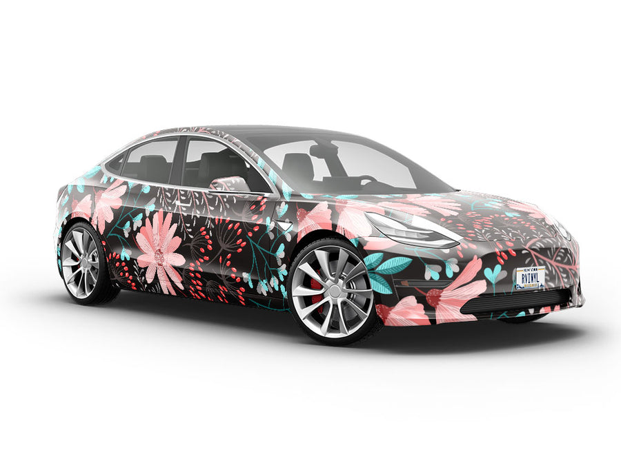Night Blossoms Floral Vehicle Vinyl Wrap