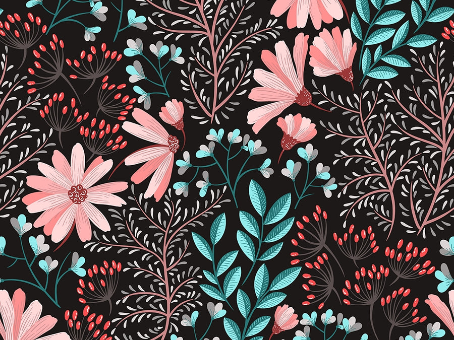 Night Blossoms Floral Vinyl Wrap Pattern~Rwraps Series 914 Digitally Printed Vinyl Wrap~0