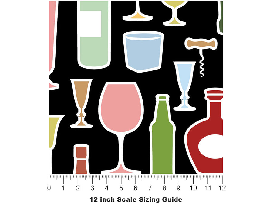 NIght Cap Alcohol Vinyl Film Pattern Size 12 inch Scale~Rwraps NIght Cap Alcohol Sizing Chart~2