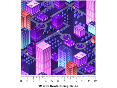 Night Fever Cityscape Vinyl Film Pattern Size 12 inch Scale~Rwraps Night Fever Cityscape Sizing Chart~3