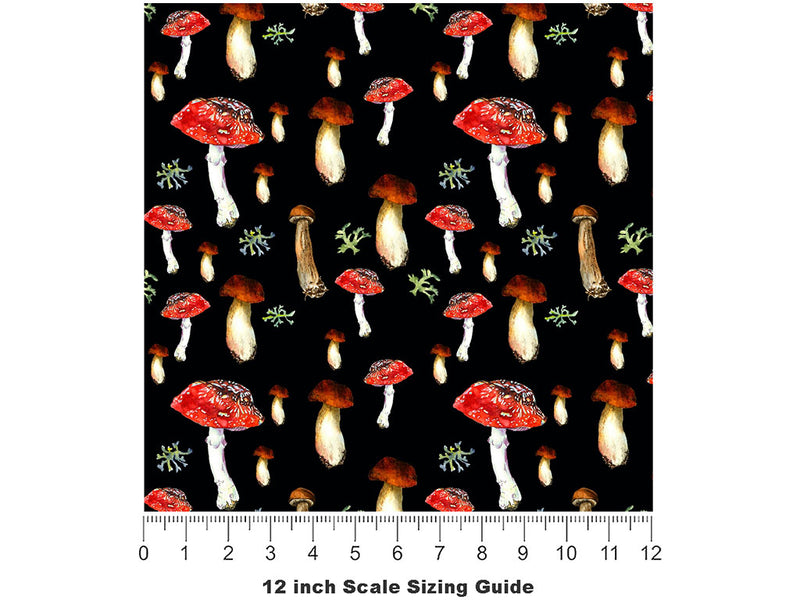 Nighttime Fungus Mushroom Vinyl Film Pattern Size 12 inch Scale~Rwraps Nighttime Fungus Mushroom Sizing Chart~2