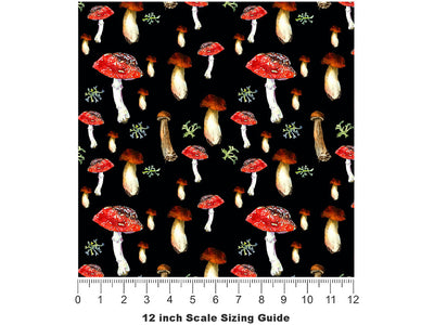 Nighttime Fungus Mushroom Vinyl Film Pattern Size 12 inch Scale~Rwraps Nighttime Fungus Mushroom Sizing Chart~2