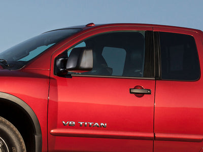 nissan titan 2004-2015 (extended / king cab) Brushed Aluminum Black Pillar Cover Diagram