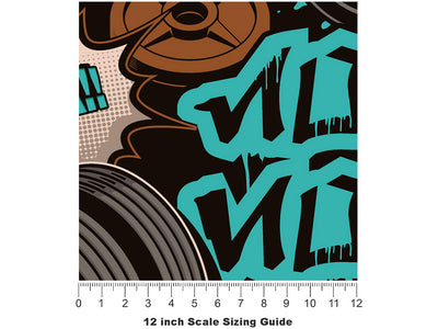 No Pain Graffiti Vinyl Film Pattern Size 12 inch Scale~Rwraps No Pain Graffiti Sizing Chart~3