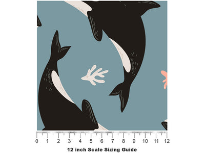 Noble Orcas Marine Life Vinyl Film Pattern Size 12 inch Scale~Rwraps Noble Orcas Marine Life Sizing Chart~2