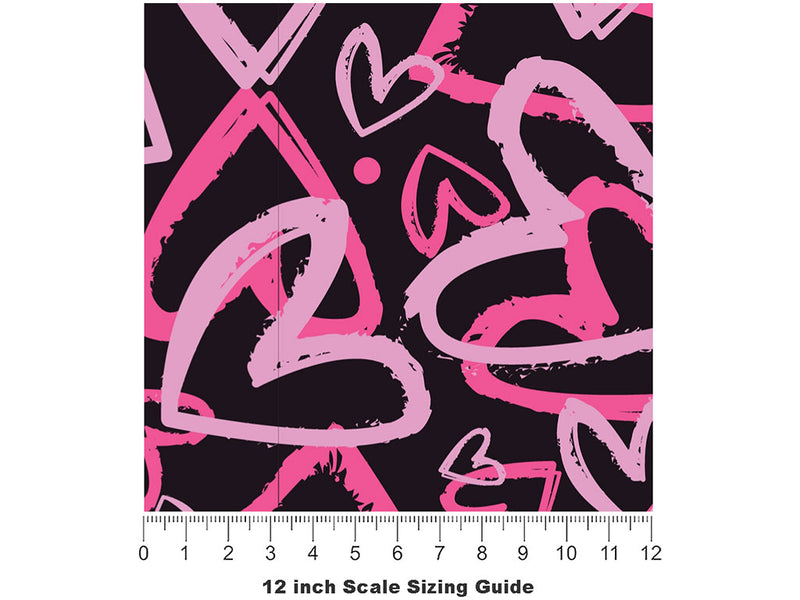 Notebook Scribbles Heart Vinyl Film Pattern Size 12 inch Scale~Rwraps Notebook Scribbles Heart Sizing Chart~2