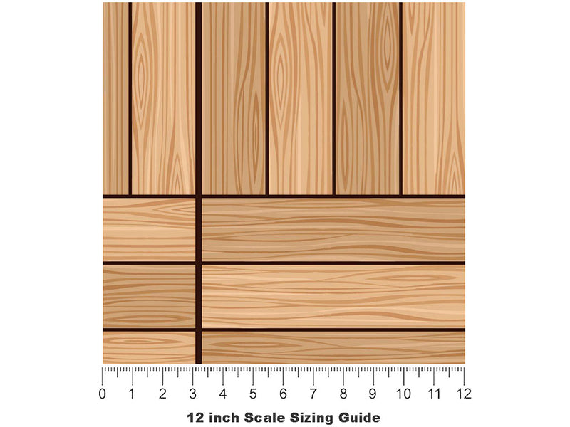 Oak  Wooden Parquet Vinyl Film Pattern Size 12 inch Scale~Rwraps Oak  Wooden Parquet Sizing Chart~3
