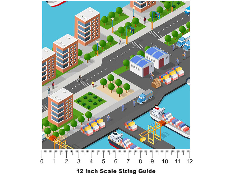 Ocean City Cityscape Vinyl Film Pattern Size 12 inch Scale~Rwraps Ocean City Cityscape Sizing Chart~3