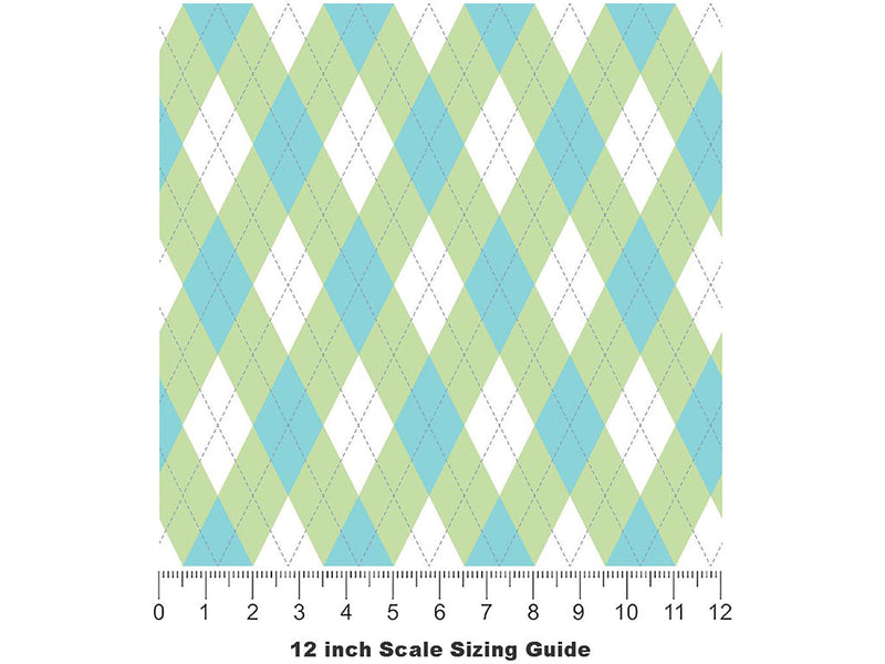 Ocean Weeds Argyle Vinyl Film Pattern Size 12 inch Scale~Rwraps Ocean Weeds Argyle Sizing Chart~2