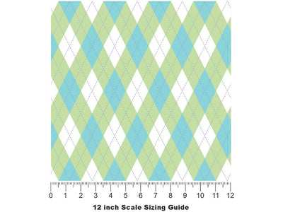 Ocean Weeds Argyle Vinyl Film Pattern Size 12 inch Scale~Rwraps Ocean Weeds Argyle Sizing Chart~2