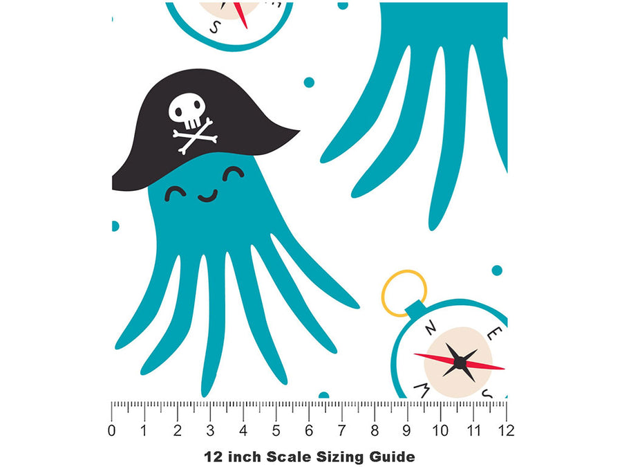 Octopus Pirates Marine Life Vinyl Film Pattern Size 12 inch Scale~Rwraps Octopus Pirates Marine Life Sizing Chart~2