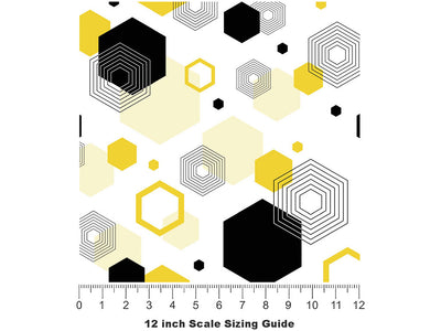 Oh Beehive Abstract Vinyl Film Pattern Size 12 inch Scale~Rwraps Oh Beehive Abstract Sizing Chart~2