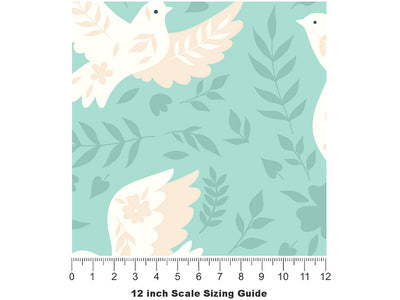 Olive Branches Birds Vinyl Film Pattern Size 12 inch Scale~Rwraps Olive Branches Birds Sizing Chart~2