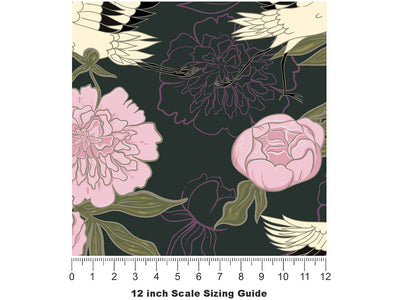 Olive Flight Birds Vinyl Film Pattern Size 12 inch Scale~Rwraps Olive Flight Birds Sizing Chart~2