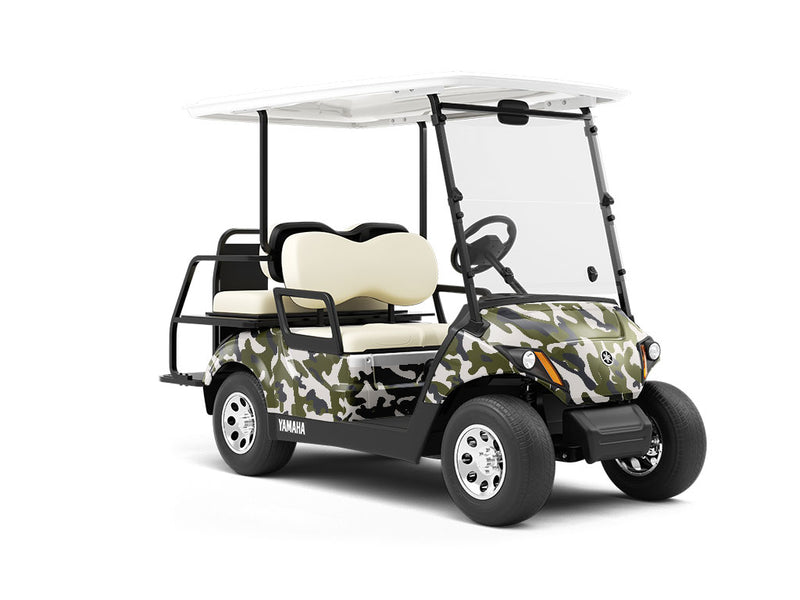 Olive Skin Camouflage Wrapped Golf Cart