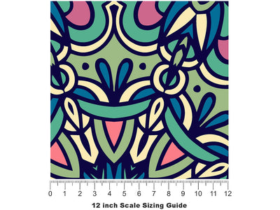 Olive Wonder Mandala Vinyl Film Pattern Size 12 inch Scale~Rwraps Olive Wonder Mandala Sizing Chart~2