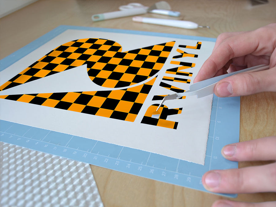 orange checkered Easy Weed Craft Vinyl