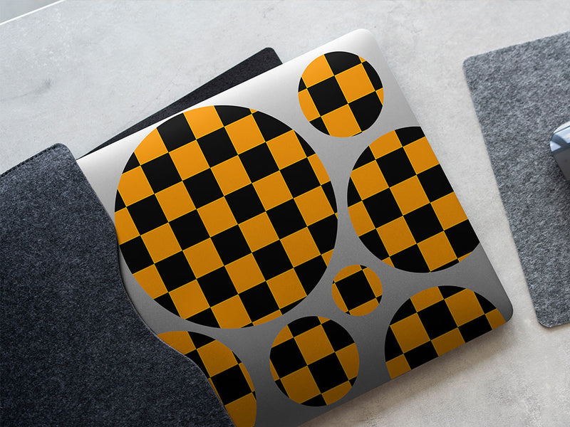 orange checkered DIY Laptop Stickers
