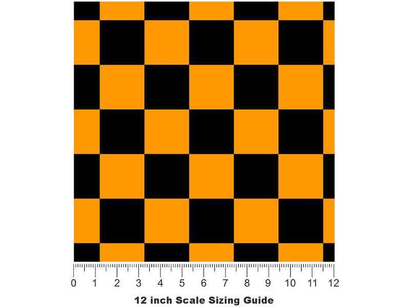 Orange Name3 Checkered Vinyl Film Pattern Size 12 inch Scale~Rwraps Orange Name3 Checkered Sizing Chart~3