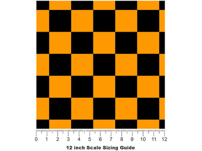 Orange Name3 Checkered Vinyl Film Pattern Size 12 inch Scale~Rwraps Orange Name3 Checkered Sizing Chart~3