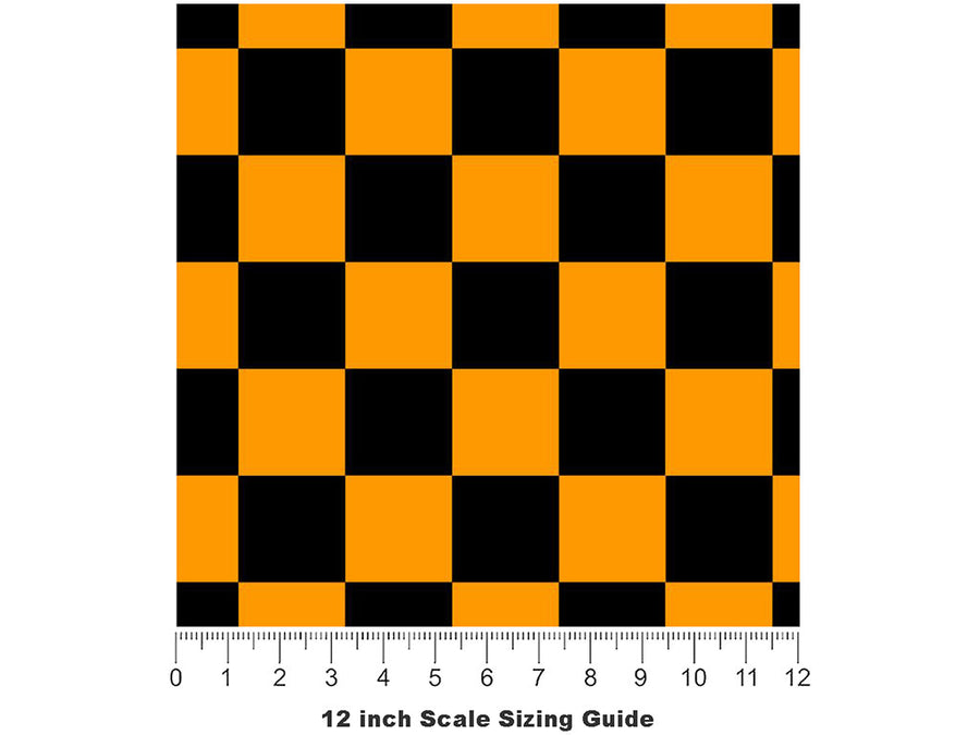 Orange Name3 Checkered Vinyl Film Pattern Size 12 inch Scale~Rwraps Orange Name3 Checkered Sizing Chart~3