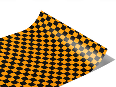 Orange Checkered Vinyl Wraps~Rwraps Series 914 Digitally Printed Vinyl Wrap~1