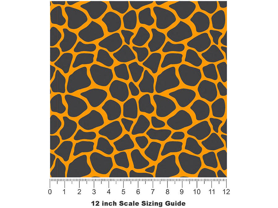 Orange Giraffe Vinyl Film Pattern Size 12 inch Scale~Rwraps Orange Giraffe Sizing Chart~3
