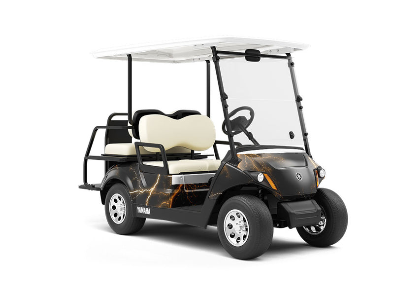 Orange Lightning Wrapped Golf Cart